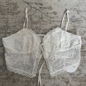 SHEIN White Eyelet Lace Tank Top